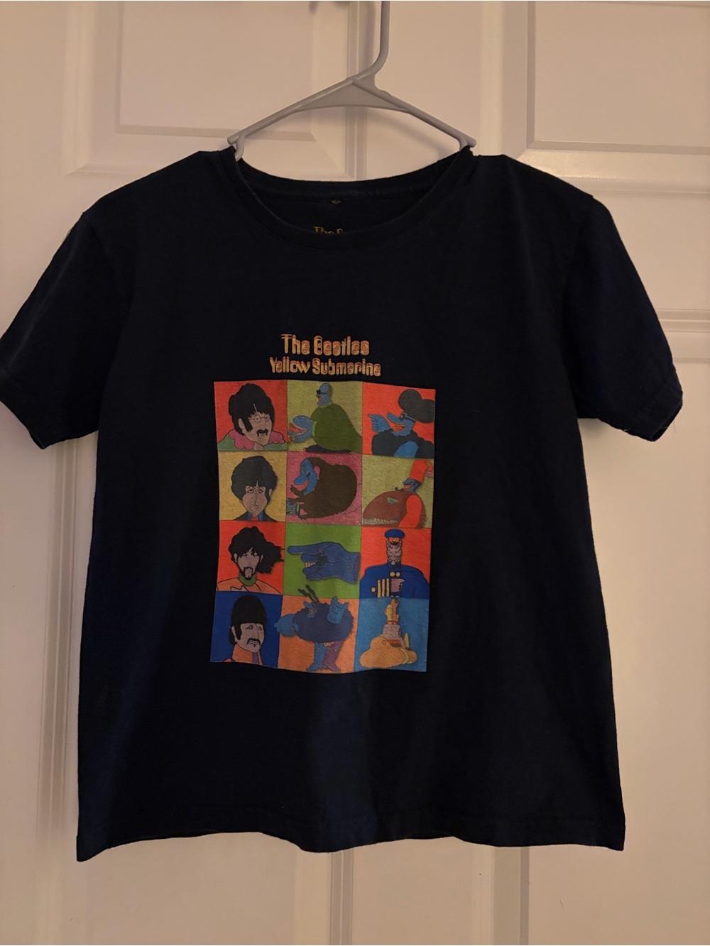 The Beatles Black Kids Short-Sleeve Tee with Colorful Yellow Submarine Grid